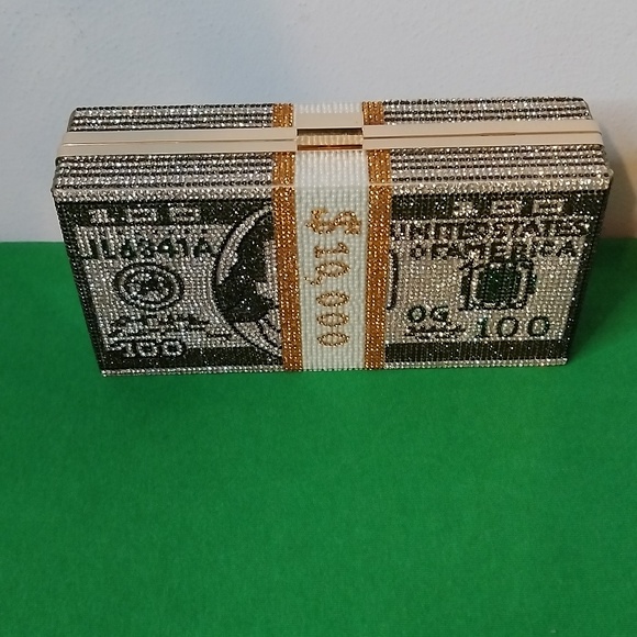 Money Clutch With Rhinestones - Picture 4 of 6